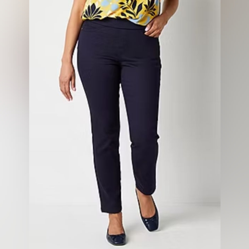 Liz Claiborne Amber Straight Leg Mid Rise Pants Size 16 Comfort Stretch